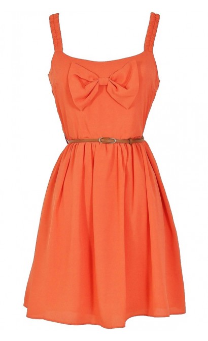 Country Concert Bow Front Dress in Rust Coral